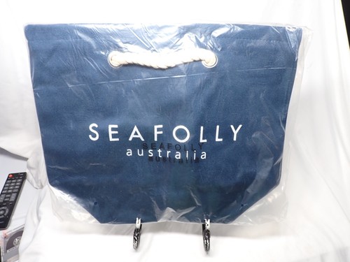 New Seafolly Australia Navy Blue Bag Tote Beach Travel Shoulder Bag Rope handles - Picture 2 of 5