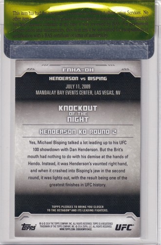 Dan Henderson Signed 2014 Topps UFC Champions Fight Night Highlight Card BAS COA - Picture 4 of 12