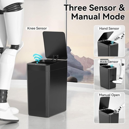 2Pack Bathroom Small Trash Can with Lid, 2.2 Gallon Touchless Automatic Garbage - Picture 3 of 12