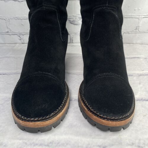 ASH Black Biker Boots Size 39 US 8 Deerskin Suede Lug Sole Pull On - Picture 4 of 15