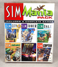 Sim Mania Pack 6 Sims: City, Tower, Isle, Safari, Streets, Copter 6 Pc Game Disc