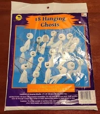  SunHill Halloween 18 Hanging Ghosts Yard Tree Decorations NEW In Package 