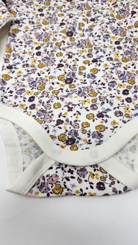Modern Moments Gerber purple yellow floral onsie snap top size 6-9M and bib - Picture 3 of 7