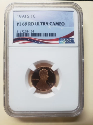 1993-S 1 Cent NGC PF 69 RD ULTRA CAMEO 1993-S Lincoln Cent Graded IH645 FREE Shi