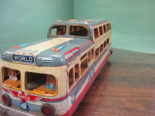 Vintage Tin Friction World Eagle Panoramic Overland Bus Toy - Picture 8 of 8