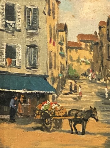 VTG Mid-20th C Original Impressionist O/B "Village Street Scene" Signed J. Moody - Afbeelding 9 van 16