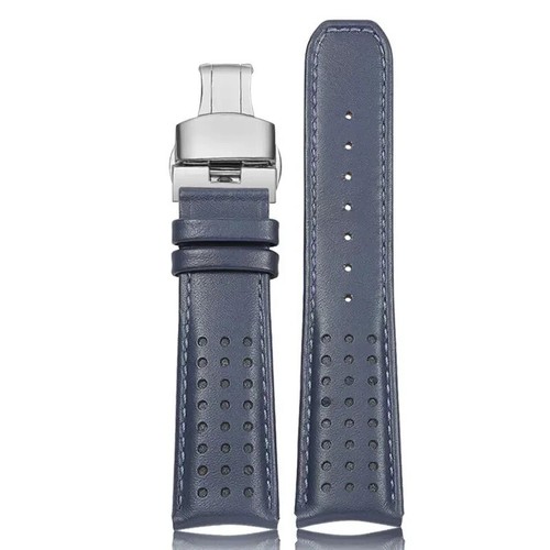 Correa de cuero genuino de 22 mm para reloj TAG HEUER CARRERA MONACO FORMULA 1 azul marino - Imagen 7 de 9