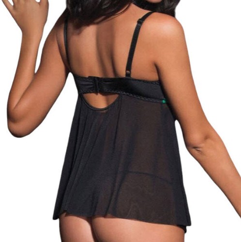 Womens Lingere Green Satin Babydoll Nightie Sleepwear G-String Large Size Ladies - Picture 3 of 7