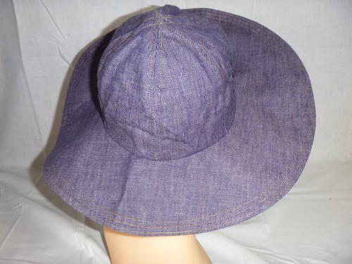 NOS Vtg 60s Blue Denim Floppy Sun Hat Big Brim Union Tag - Picture 6 of 10