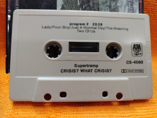 SUPERTRAMP-CRISIS?WHAT CRISIS?-A&M-1975-CS-4560-VG++-RARE-CASSETTE-C18 - Picture 5 of 6