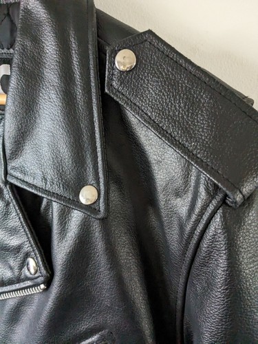 FMC Leather Jacket 48 Mens Motorcycle Biker Belt Black HARLEY-DAVIDSON Eagle - Picture 10 of 15