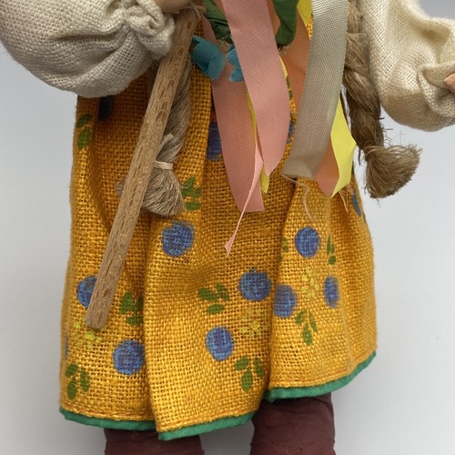"Par (2) muñecas de papel pulido maché para niños y niñas pintadas a mano como nuevas arte primitivo de 12""" - Imagen 14 de 19