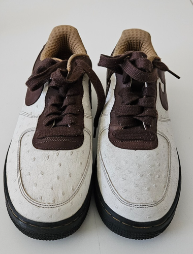 2006 NIKE AIR FORCE 1 PREMIUM BOXING OSTRICH OFF WHITE BROWN 312945-112 Size 11 - Picture 3 of 9
