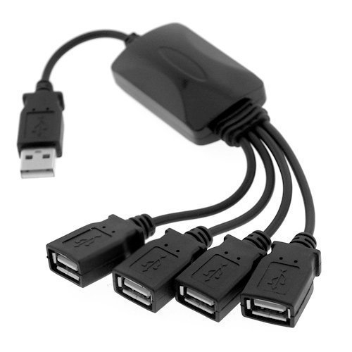 Lot 2 4 Port USB 2.0 Multi Hub Expansion Splitter High Speed for Pc Laptop Black - Picture 1 of 3