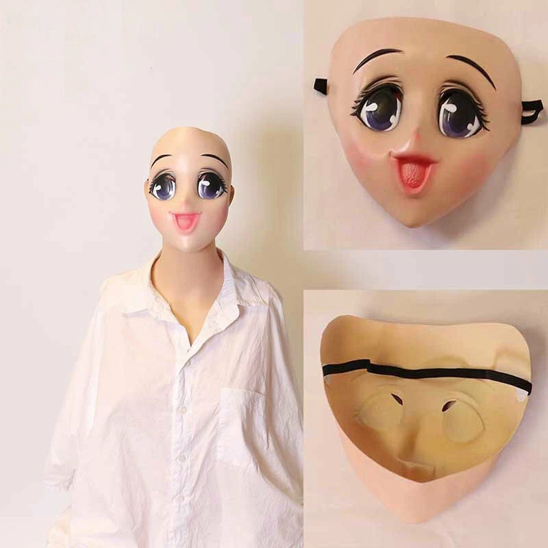 Cute Big eye beautiful girl headgear Latex Mask COS cartoon party game mask - Image 4 of 4