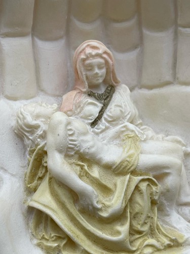 Statue Antique Pieta Virgin Mary Cries Jesus Handmade Sculpture Greece Signed⭐ - Picture 9 of 12