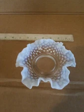 Westmoreland Glass American Hobnail White Opalescent Ruffled DISH
