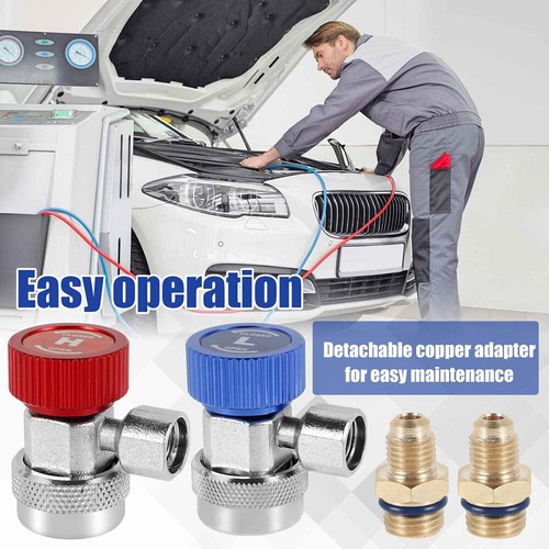 Car AC A/C Manifold Gauge Conversion Kit High Low T Angle Quick Coupler Adapter - Bild 5 von 15