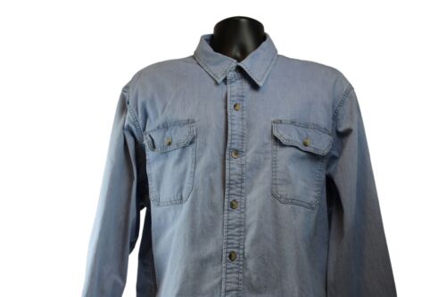 Wrangler Mens Denim Shirt 2XL Button Up Light Blue LS Cotton Flex Comfort - Picture 3 of 5