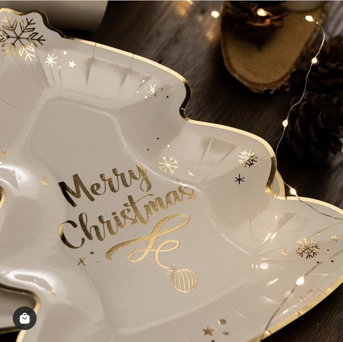 Set piatti in carta Merry christmas 8 piatti, 8 bicchieri e 16 tovaglioli - Foto 2 di 3