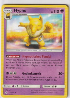 Pokemon Karte SM10 Nr. 72/214 Hypno deutsch