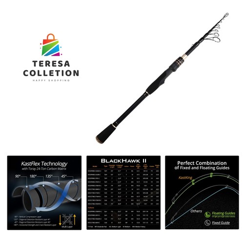 Blackhawk II Telescopic Fishing Rods, Graphite Rod Blanks & Durable Solid Gla... - Bild 1 von 10