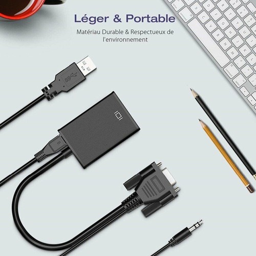 3 in 1 VGA zu HDMI Adapter Kabel Konverter USB Audio Video 1080P UHD TV Monitor - Afbeelding 2 van 11