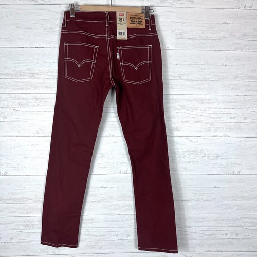 Levi’s Boys 511 Jeans Size 16 28x28 Slim Stretch Burgundy - Picture 5 of 7