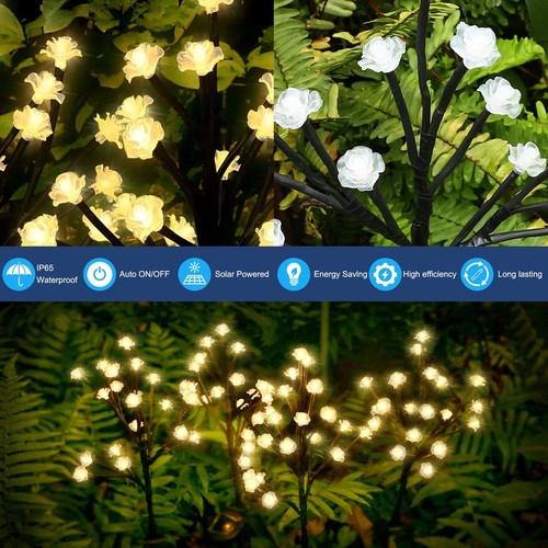 Solar Garden Lights Decorative Solar Outdoor Lights Waterproof 4Pack80Led Ros... - Picture 2 of 6