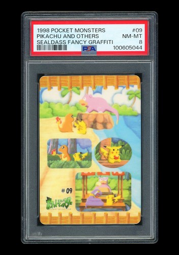 Pokemon PSA8 NM-MT Pikachu And Ohers 1998 #09 Sealdass Fancy Graffiti Japanese