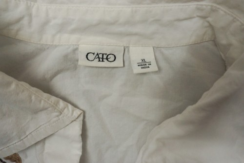 Cato Shirt Womens XL Long Sleeve White Embroidered Flowers Cottage Boho Coastal - Picture 4 of 14