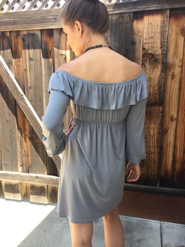 Women Ruffle Dress Off Shoulder Long Sleeve Sexy Casual Party James & Joy - Picture 7 of 8