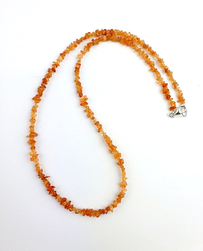 Mandarin Granat Kette Splitterkette Collier Orange 925 Silber Verschluss 45,5 cm - Picture 2 of 3