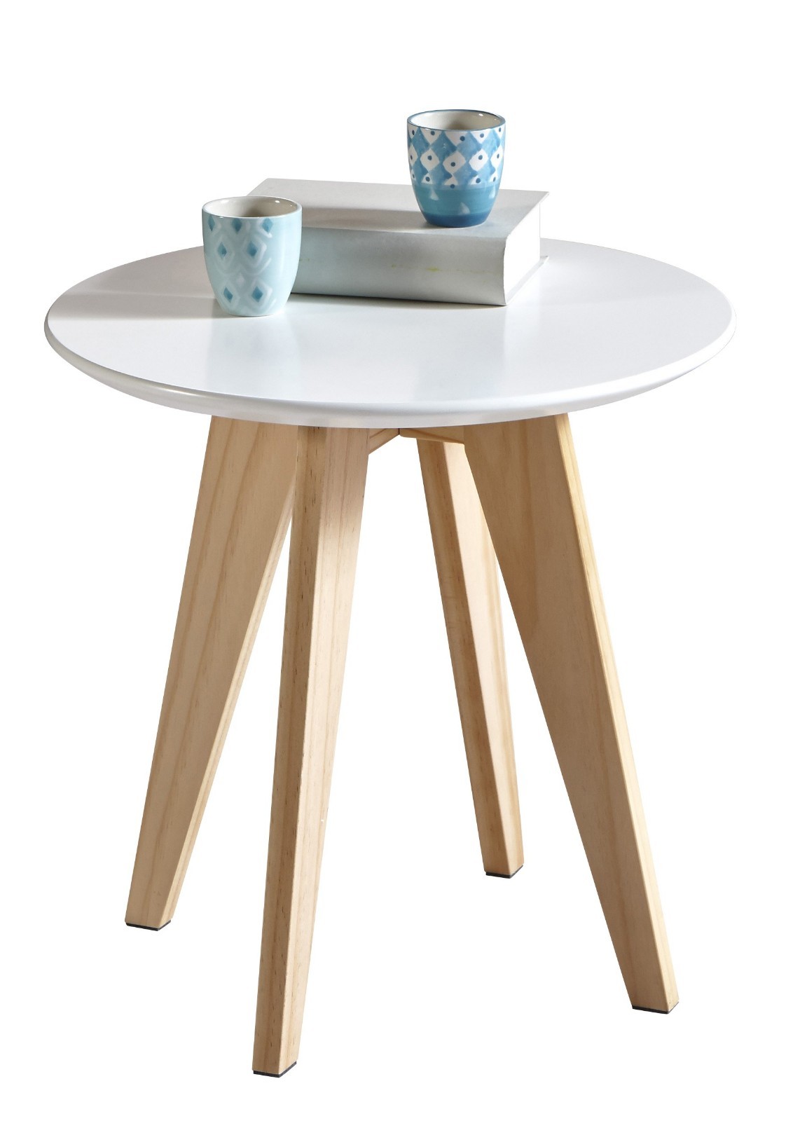 Mesa auxiliar redonda estilo retro color blanco 40x40cm