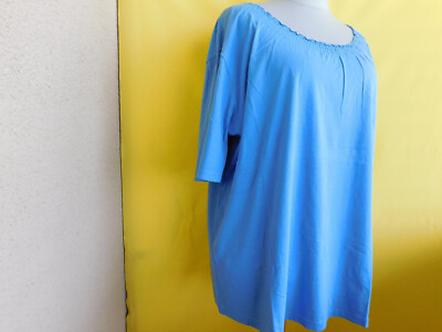 ''Ulla Poken''Trikotage Bluse gr.52.Hellblau.Rundhalsausschnitt mit Gummizug.