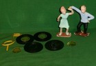 Vintage Wilton Party-A-Go-Go Cake Toppers 2 Dancers, 4 Records, 1 Note Symbol