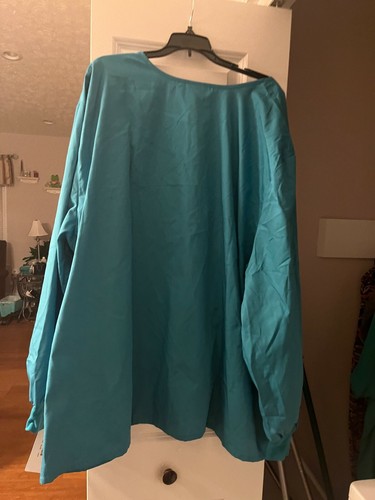 CHEROKEE workwear Plus Scrub Top 5XL Long Sleeve Button Front 3 pockets New - 第 2/2 張圖片