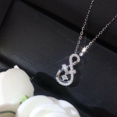 Splendida Collana Cubic Zircon Ciondolo Argento 925 Riempito,Oro Rosa Gioielli Donna - Foto 15 di 16