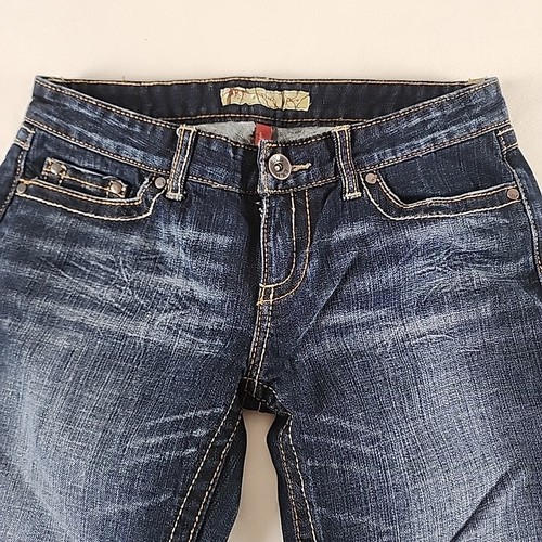 BKE Denim Star Flare Stretch Jeans Damen Größe 28x31,5 Low-Rise Dark Wash Boho - Bild 2 von 18