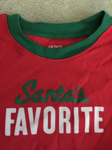 NUEVO Pijama Camisa Carters Niños Rojo Verde Papá Noel Favorito Ajustado Mangas Largas 2T - Imagen 5 de 6