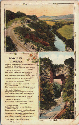 Down In Virginia Multiple Views Rail Road Natural Bridge Stream Vintage Postcard