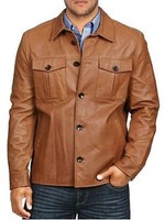 Retro Herren Designer Hellbraun Slim Fit Lammleder Echtleder Mantel Jacke U882