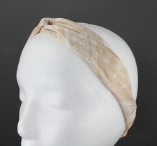 Beige turban twist stretch headband fabric 1.5" wide turband paisley bandana