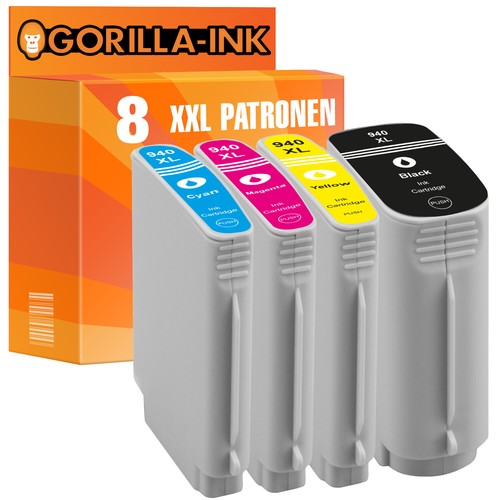 8 Patronen XXL mit Chip für HP 940 XL Officejet Pro 8000 Wireless 8500 A Plus - Afbeelding 1 van 12