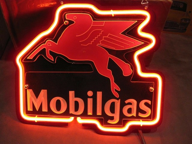 New Mobil Pegasus Gas Mobilgas screen silk Real Glass Neon Sign Beer Bar Light