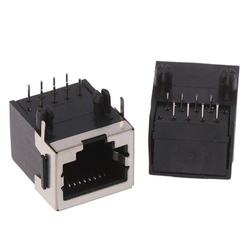 10PCS RJ45 Metal 8 Pin Female PCB Right Angle Board Jack Connector 8P8 WF - Afbeelding 12 van 14