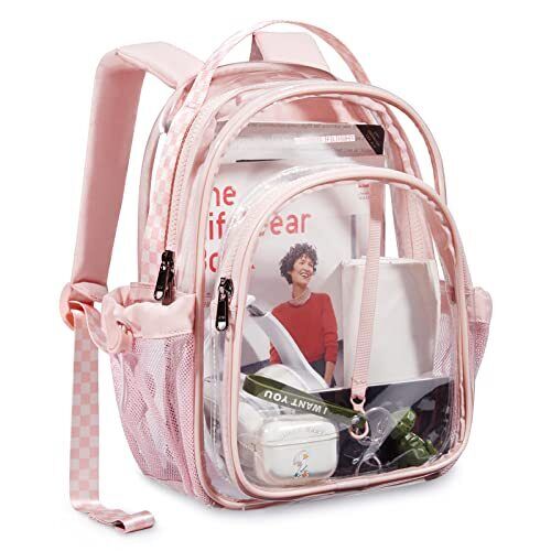 Clear Backpack Mini Transparent Backpack Stadium Approved See Small Pink - Picture 2 of 7