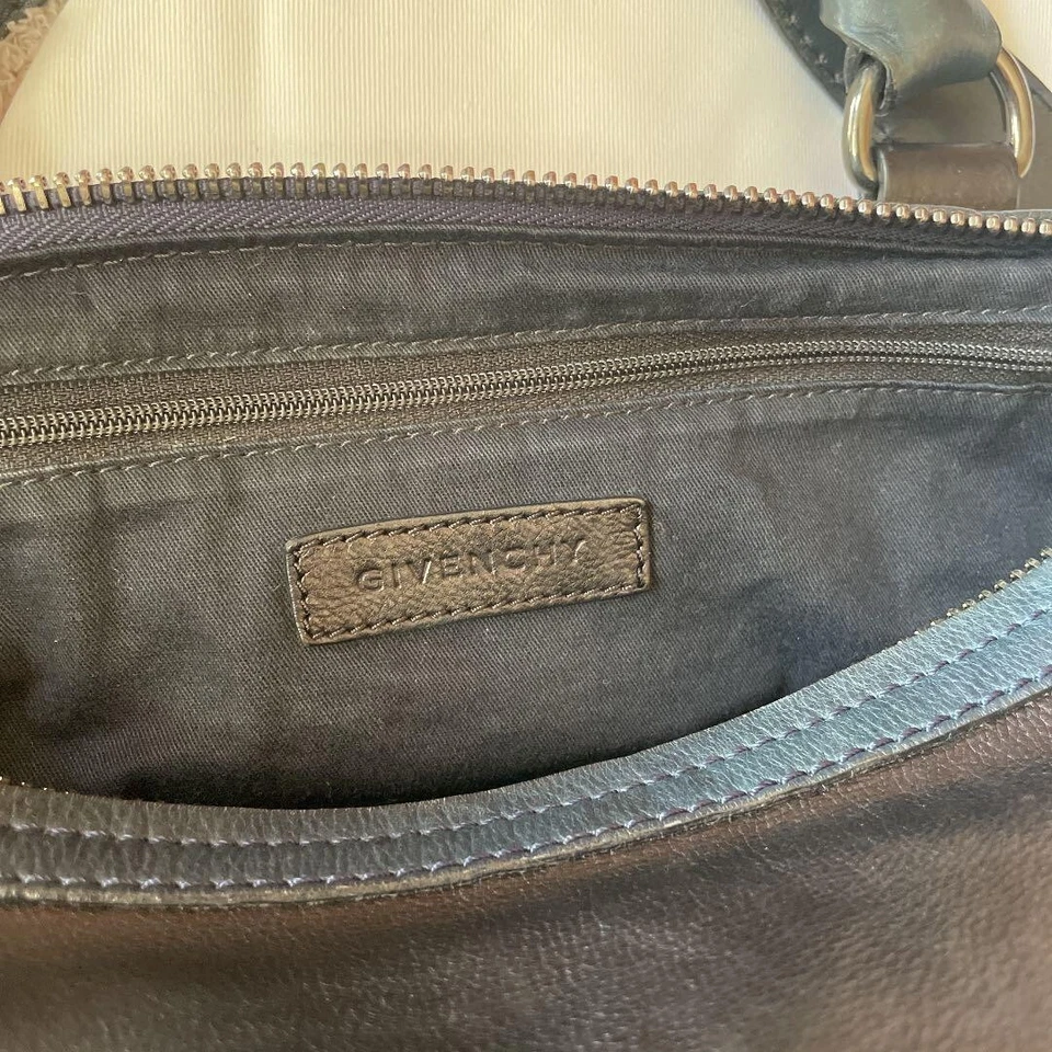 GIVENCHY Pandora Large 2WAY Shoulder Bag Handbag CALF Leather BLACK NAVY Used!!! - Image 3 of 4