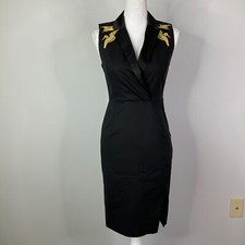 Altuzarra x Target Dress Black Tuxedo Gold Crane Womens Size 2 Sleeveless