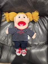 Sunny Girl Striped Shirt Ventriloquist  2005 Sunny & Co Toys INC 15" Puppet Doll